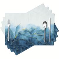 4pcs Modernos Tapetes De Comedor De Arte Abstracto Textura De Madera Y Mármol Pintura Al Óleo Decoración De Hogar Juego Familiar De Utensilios De Mesa - details 4