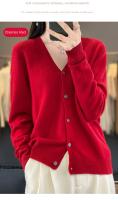 Suéter De Punto De Lana Merino 100% Para Mujer Cuello V Otoño Invierno Estilo Coreano Versátil Moda Oficina Regular Cierre Único Manga Larga - details 33