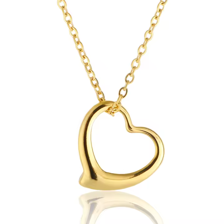 Collar De Corazón De Amor En Color Oro Vacío De Acero Inoxidable Para Mujeres Collar De Moda Para Bodas Y Fiestas Regalo Para Niñas - 1