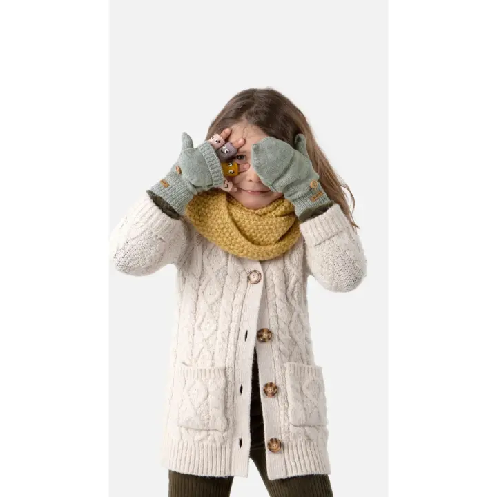Barts Puppet Bumgloves Mitones Convertibles en Manoplas Gris Dibujos Marionetas - 1
