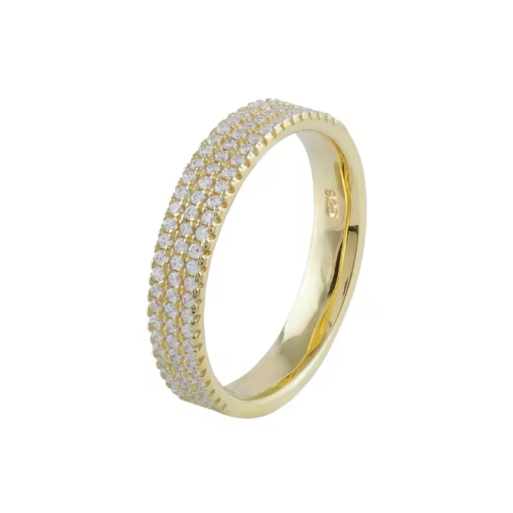 Anillo Itemporality Serena Plata Baño Oro y Triple Circonitas transparentes - 1