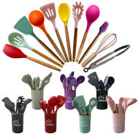 Set De Utensilios De Cocina Ecológicos De Silicona 12PCS Con Manos De Madera Antiadherentes Para Revolver Huevos Y Otras Tareas De Cocina - details 0