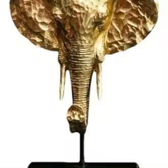 Estatua de cabeza de elefante | Escultura de elefante recubierta de oro | Adorno de cabeza de elefante dorado, estatuilla de elefante moderna, estatua de elefante de escritorio, estatua de elefante moderna para sala de estar, estantería - 1