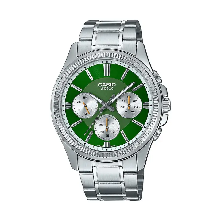 CASIO MTP-1375PD-3AVEF- para HOMBRE  con correa de acero inoxidable y esfera verde - 1