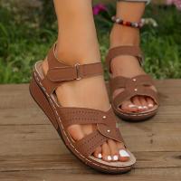Sandalias De Mujer De Verano Con Cordón Ligera Y Duradera Para Playa Y Exterior Zapatos Casuales Retro Con Estilo De Gladiador Material PU - details 1