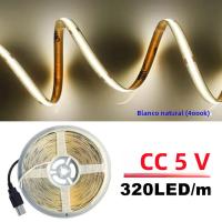 Tira De Luz LED COB DC5V Con Suministro De Energía USB 320LED/m Alta Densidad Flexible 3000K/4500K/6500K Para Iluminación De Sala De Estar - details 2