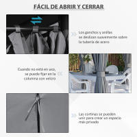 Outsunny Cenador con Techo al Aire Libre Gazebo Pabellón Exterior con Pared Lateral Cenador Carpa de Jardín 4x3 m Marco de Acero para Fiesta Eventos - details 4