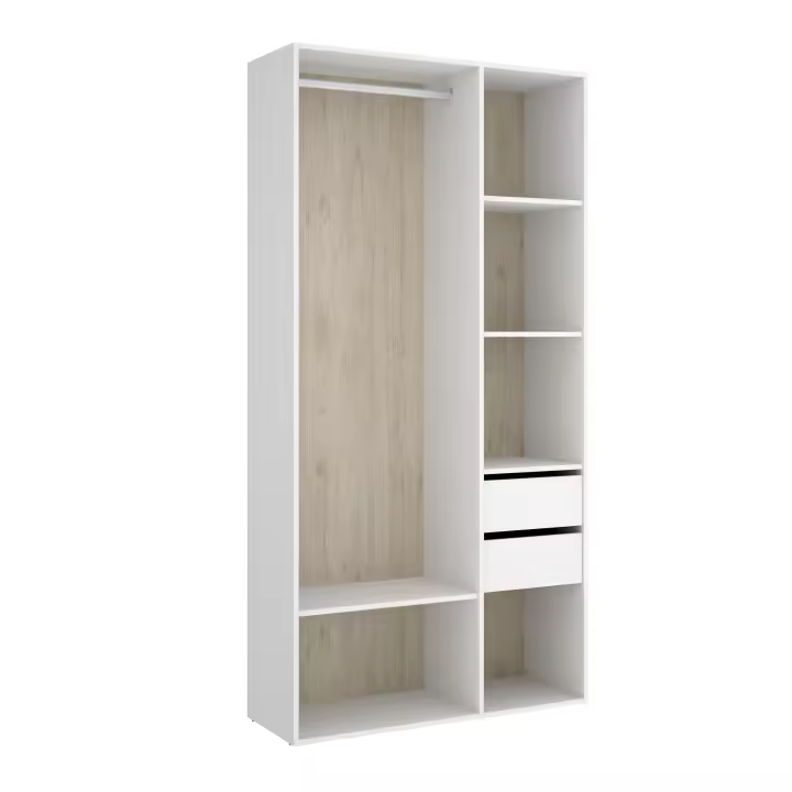 Armario Vestidor con 2 Cajones y Trasera Reversible - Blanco/Natural 205x98x45 cm Armario para dormitorio - Fabricado en España - Melamina Alta calidad - Somnia Descanso - 1