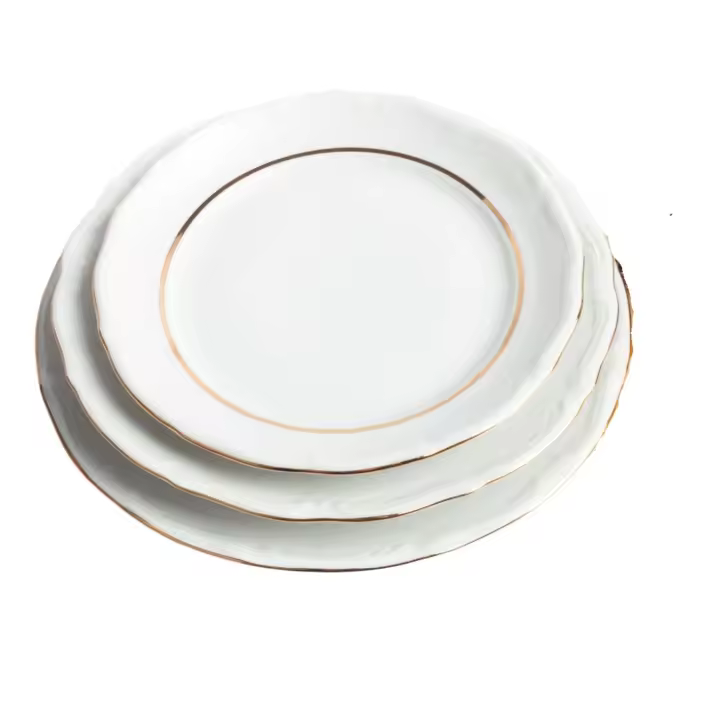 Crc Vajilla de Porcelana Rhein 18 Platos con Filos de Oro - Elegancia y Funcionalidad - Menaje de Mesa Elegante - 1