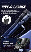 Linterna Táctica Recargable Por USB Con Zoom Telescópico Luz Potente LED Portátil Para Exteriores Fuente De Luz Fuerte - details 8