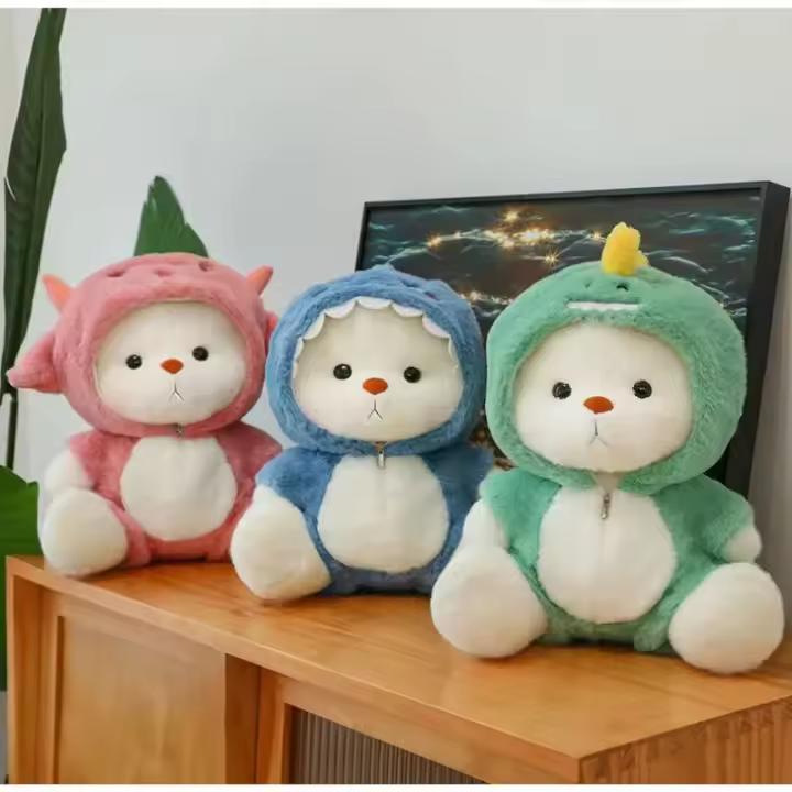 Juguete De Peluche Teddy Oso Con Sombrero Desmontable Dinosaurio Cerdo Y Otros Personajes De Cartoon Para Niños Regalo De Cumpleaños - 1