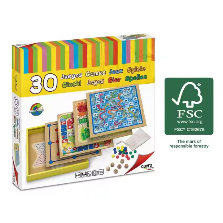 Cayro - Set de 30 Juegos de Mesa de Madera FSC - 1
