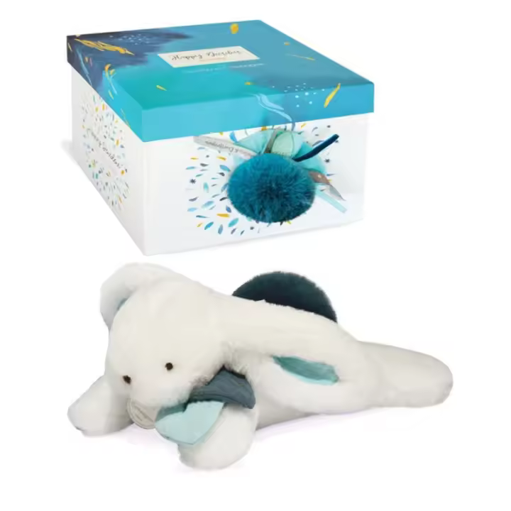 Caja regalo con Conejito pompón pavo 25 cm DouDou Et Compagnie - 1
