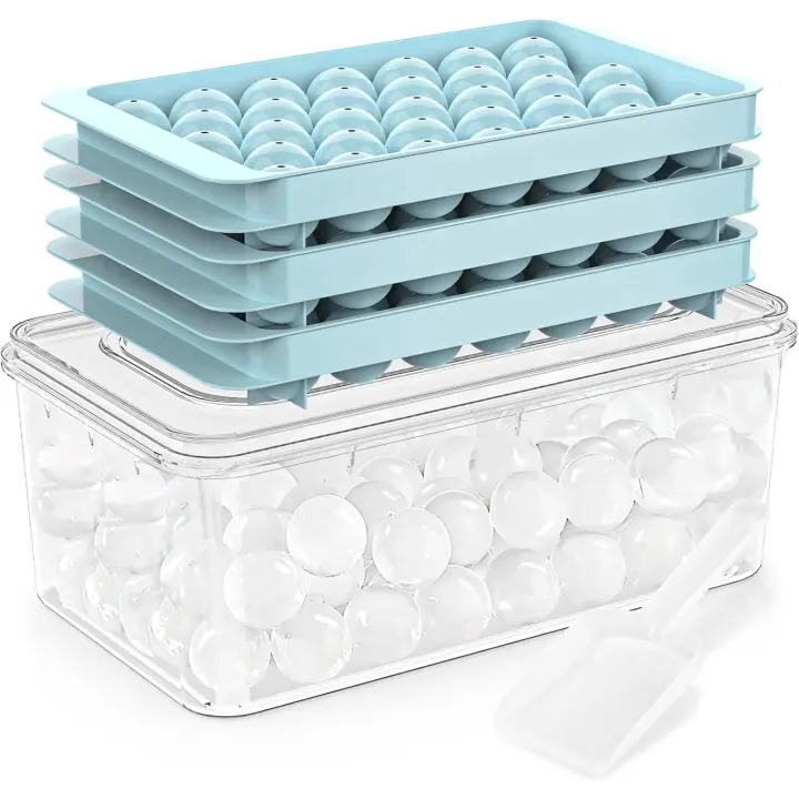 Con 3 Bandejas de Silicona Moldes de Hielo sin BPA y Fácil de Liberar 33x3 Mini Bolas de Hielo de 25mm para Café, Jugo, Cóceles, whisky - 1