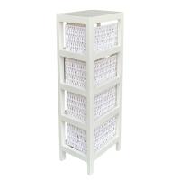 Maxia Market - Mueble Sinfonier Cajonera MDF / Paulwonia Con 4 Cestas Trenzada - Color Blanco, Muebledealmacenajecon4cestas, Mesillas de noche, Muebles de dormitorio o Baño - details 4