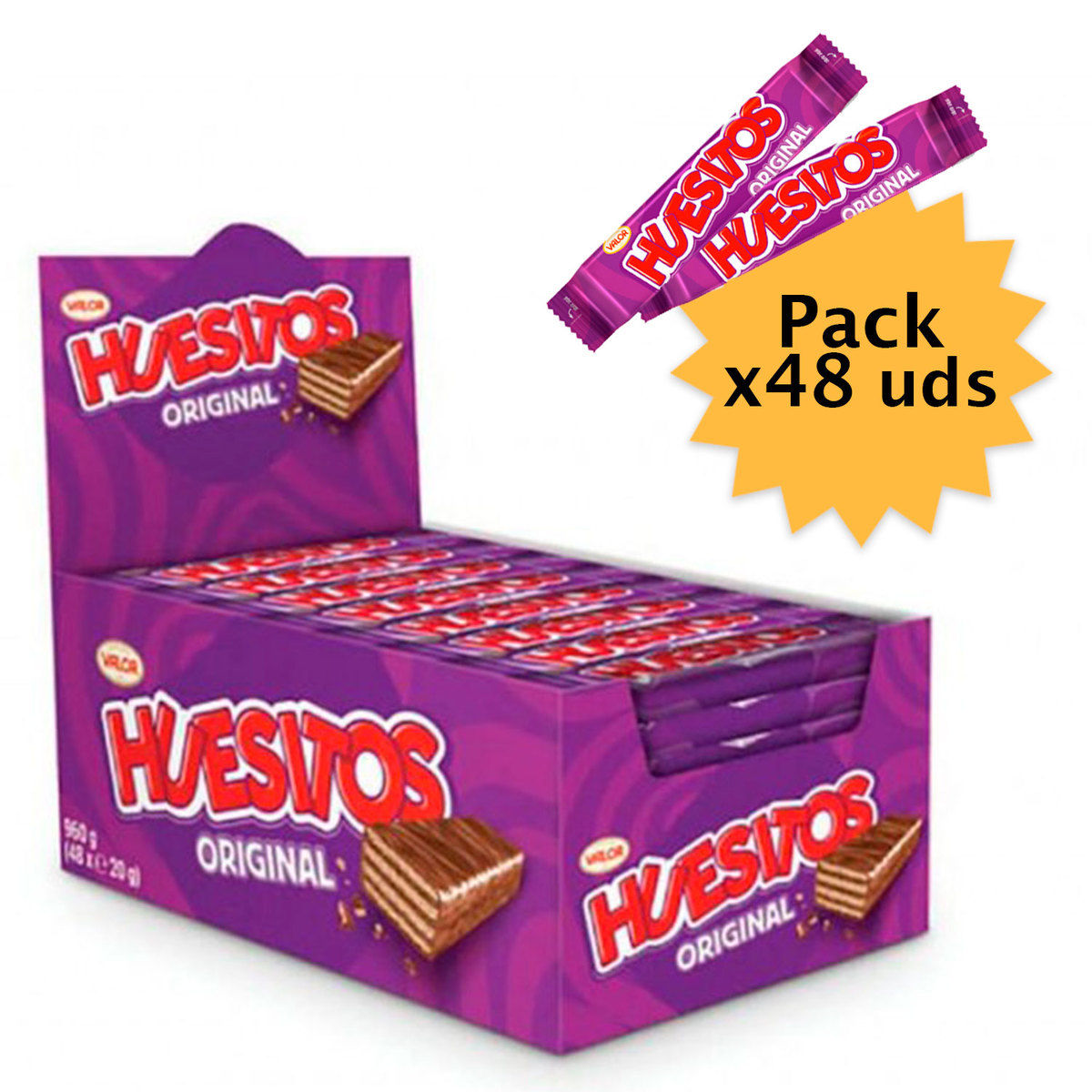 Huesitos Original Pack 48 Unid. Huesitos Barrita Chocolate Valor de 20 gramos - Pack de 48 Unidades de Huesitos