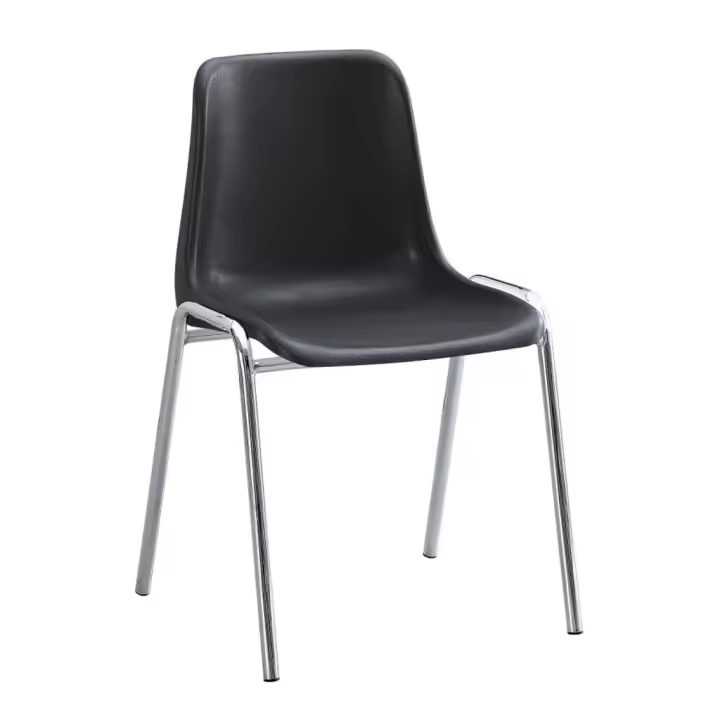 ORION91 Silla CASTOR Apilable Monoblock Polipropileno Negro 🖤 Patas Cromada Comedor Oficina Salón Teletrabajo Cocina - SpazioLuzio - 1