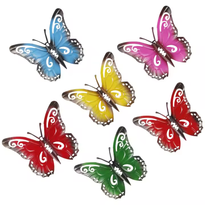 Nuevos 6Pcs Decoración De Pared En Forma De Mariposa De Metal Arte De Pared Para Jardín Escultura De Mariposa Colgantes Obras De Arte Metálicas - 1