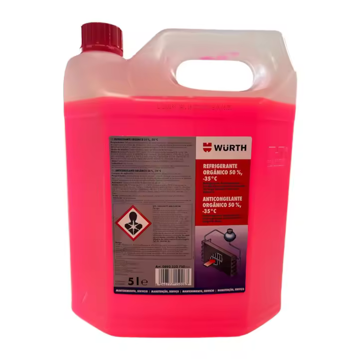 Anticongelante - Refrigerante Rosa 50% Organico würth G12  5L - Automoción - 1