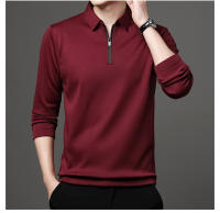 Camisa Polo De Manga Larga Color Sólido Para Hombre Con Cierre De Cremallera Cuello Polo De Algodón Moda Casual - details 10