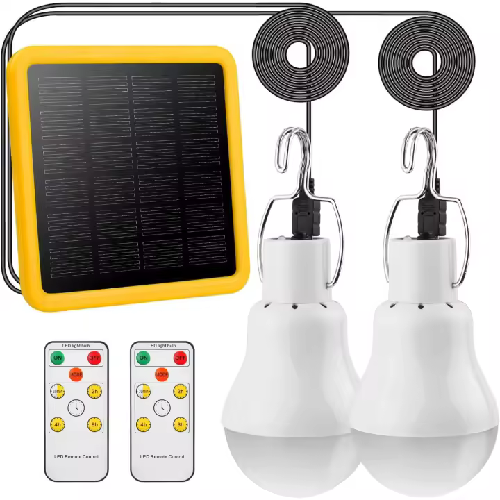 Lámparas Solares con Mando a Distancia 2PCS&3.5M Cable*2, 130Lumen Lámparas Recargables para Exterior Interior, Luces LED Colgantes Linternas Solares para Jardín Emergencia Gallinero Camping Viajar - 1