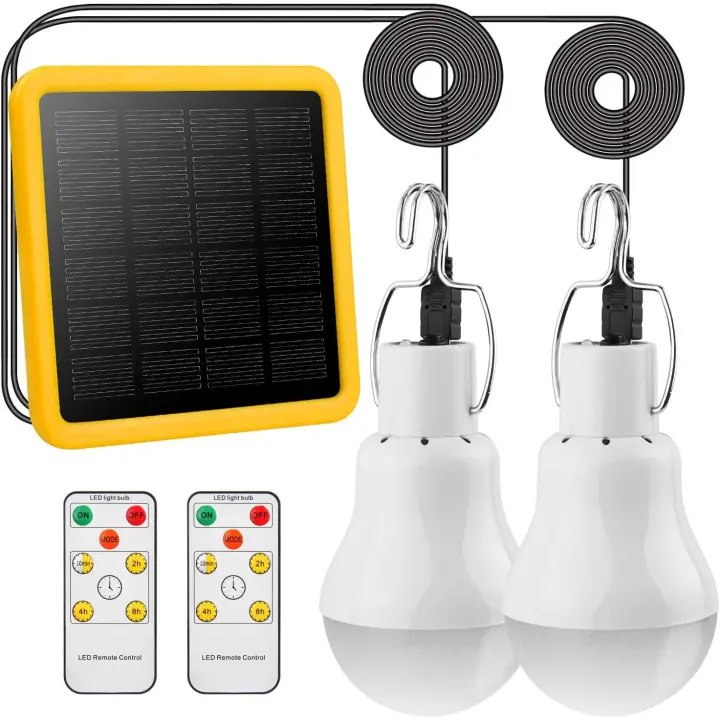 Lámparas Solares con Mando a Distancia 2PCS&3.5M Cable*2, 130Lumen Lámparas Recargables para Exterior Interior, Luces LED Colgantes Linternas Solares para Jardín Emergencia Gallinero Camping Viajar - 1