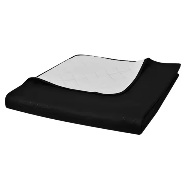 Colcha acolchada a doble cara negro blanco 220x240 cm - 1