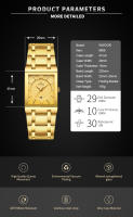 Reloj De Hombre WWOOR Oro Cuadrado Marca Top Lujo Reloj De Pulsera Acero Inoxidable Impermeable Movimiento De Cuarzo Romano - details 1