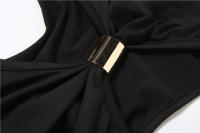 Vestido Maxi Sin Mangas De Halsk Para Mujer Kliou Estilo Clásico De Cuello Alto Alta Calidad Polyester Spandex Vestidos Elegantes Para Noche - details 12