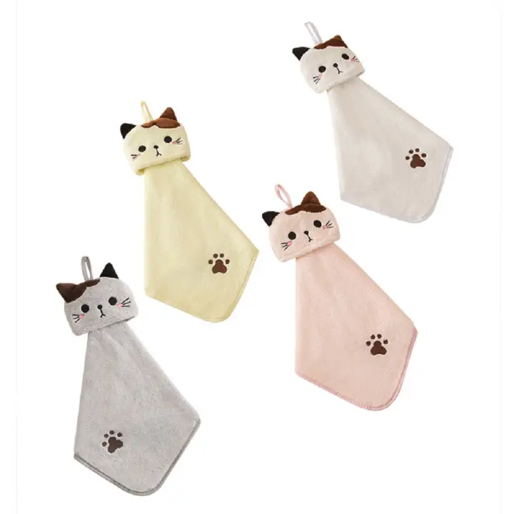 Verde Toalla de Cocina de Gato Suave de Terciopelo de Coral Absorbente Estilo Jacquard - 1
