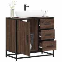 vidaXL Mueble de baño para lavabo 65x33x60 cm en color Roble ahumado/Marrón roble/Roble Sonoma y más | almacenamiento funcional diseño moderno para baño dormitorio sala - details 1