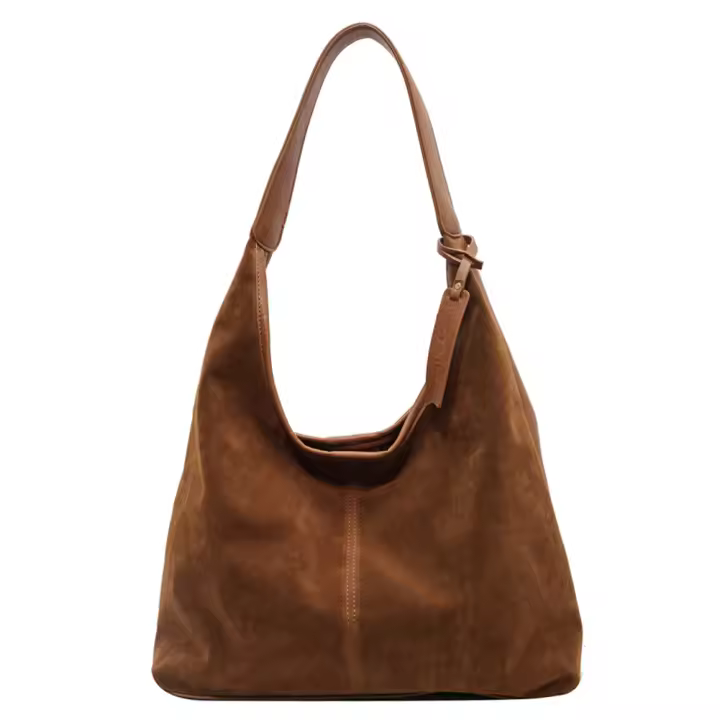 Bolso De Hombro Para Mujer Vintage Con Capa Mate Gran Capacidad Color Sólido Estilo Casual Retro Para Otoño Bolsa De Comercio - 1