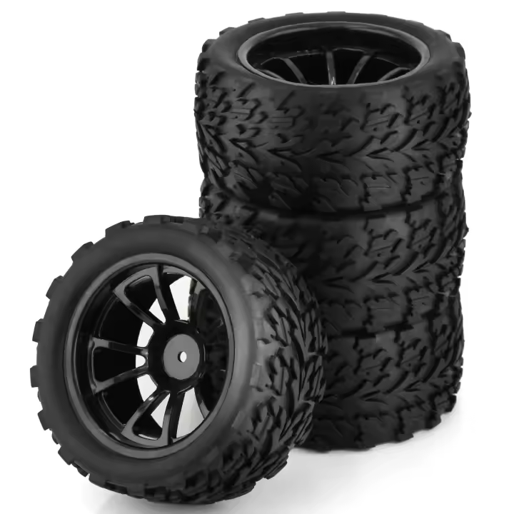 4pcs Pneumáticos De Goma Para Camión RC Monstruo 125mm 1/10 Con Rines Y Tornillos De Nylon Para Trxs Himoto HSP HPI Redcat Accesorios De Autos Y Juguetes Remotos - 1