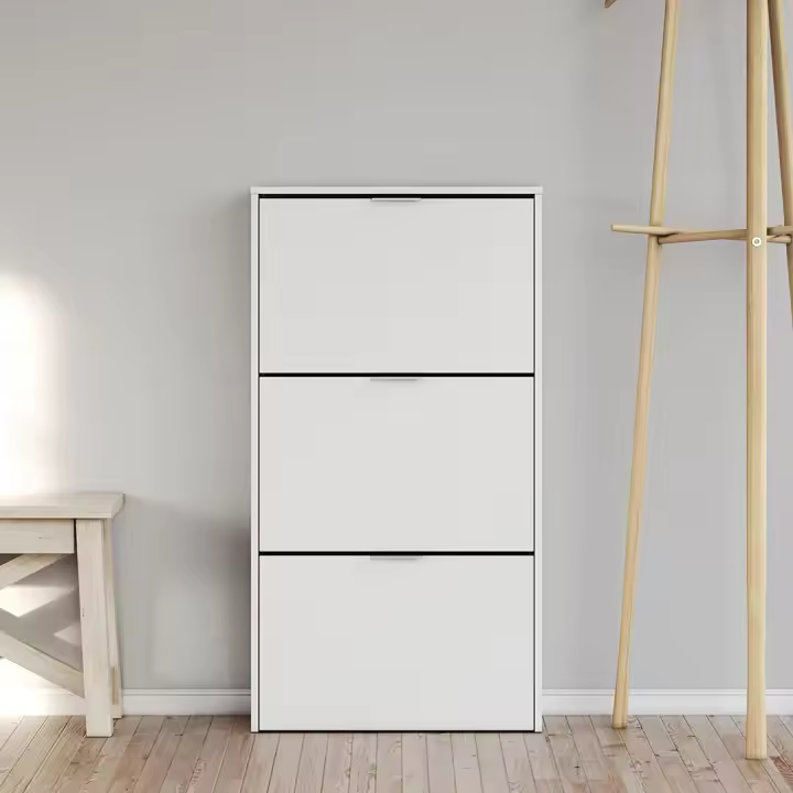 ARMARIO ZAPATERO 3 PUERTAS 113X60X22 CM BLANCO BRILLO - 1