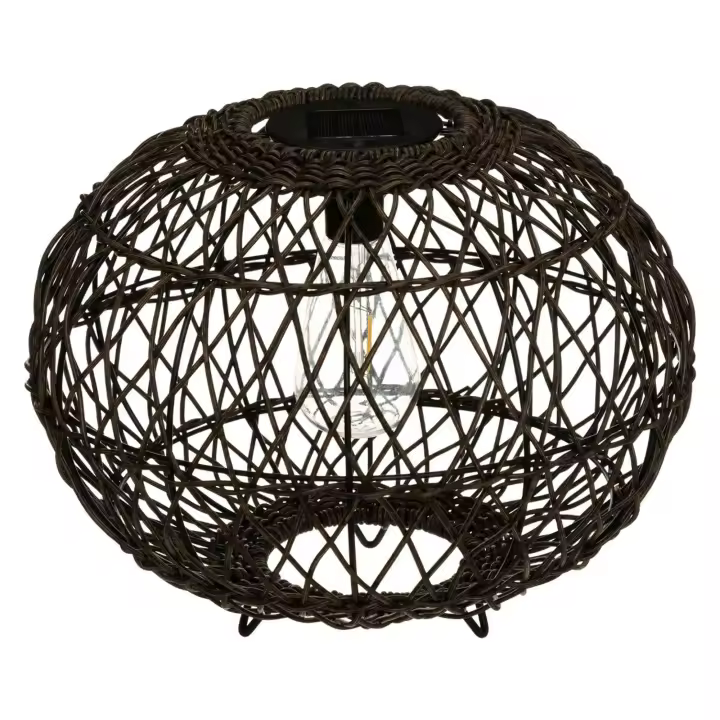 Atmosphera Lámpara Solar Redonda con Pantalla de Mimbre y Luz Tenue para Decoración Exterior - 1