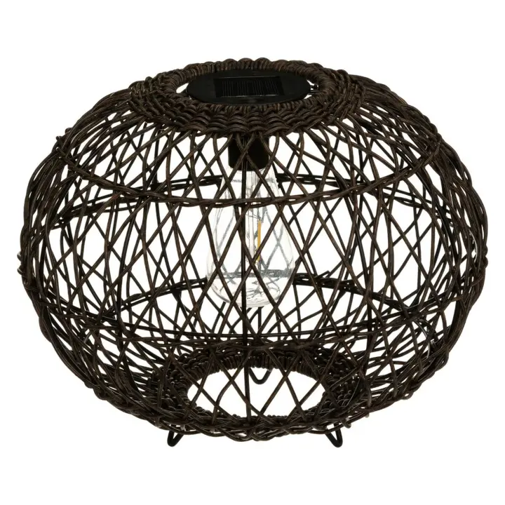 Atmosphera Lámpara Solar Redonda con Pantalla de Mimbre y Luz Tenue para Decoración Exterior - 1