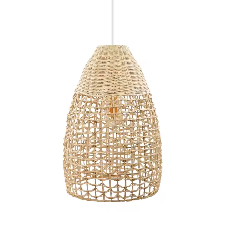 Ledkia Lámpara Colgante Ratán Jinan ILUZZIA - Diseño Boho-Chic y Acabados Naturales - 1