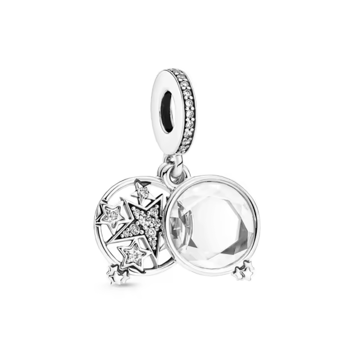 PANDORA Charm Doble Estrella Plata Ley Magnificada Circonitas - 1