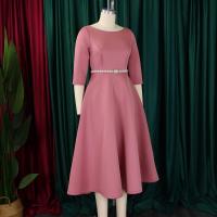 Vestido De Lujo Para Mujer Con Cuello Redondo Manga Larga Cinturado A-Linea Hasta El Tobillo Elegante Vestido De Cumpleaños - details 9