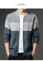 Chaqueta De Fleece Para Hombre Cardigan Grueso De Otoño E Invierno Elegante Y Ajustado Marcas De Lujo Abrigo De Cuello Alto Con Bolsillos Para Uso Diario - details 21