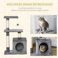 PawHut Árbol Rascador para Gatos Centro de Múltiples Actividades de Mascotas con Postes Sisal Plataformas Caja Bola Colgante Estilo Elegante 50x30x81,5 cm - details 5