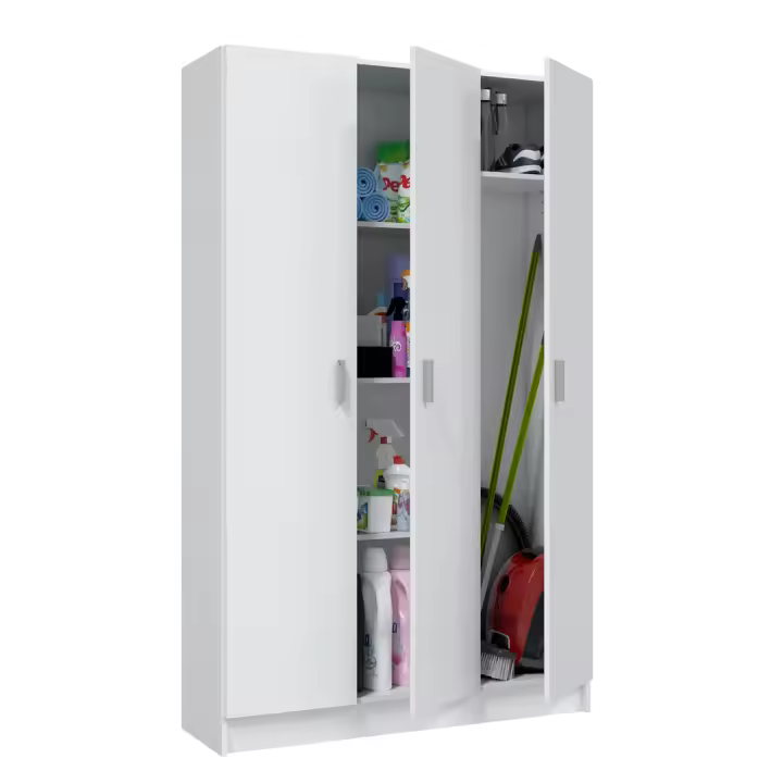 ARMARIO ESCOBERO 3 PUERTAS 180X188X37 CM BLANCO - 1