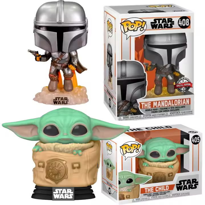 Funko Pack 2 Funko Grogu bag Baby Yoda Mando exclusivo  405 408 Mandalorian    Star Wars Funko Pop Star Wars   Star Wars Funko Pop - 1