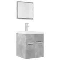 vidaXL Juego de muebles de baño 2 pzas Madera ingeniería en color Roble negro/Blanco brillante/Gris hormigón y más | almacenamiento funcional diseño moderno para baño dormitorio sala - details 2