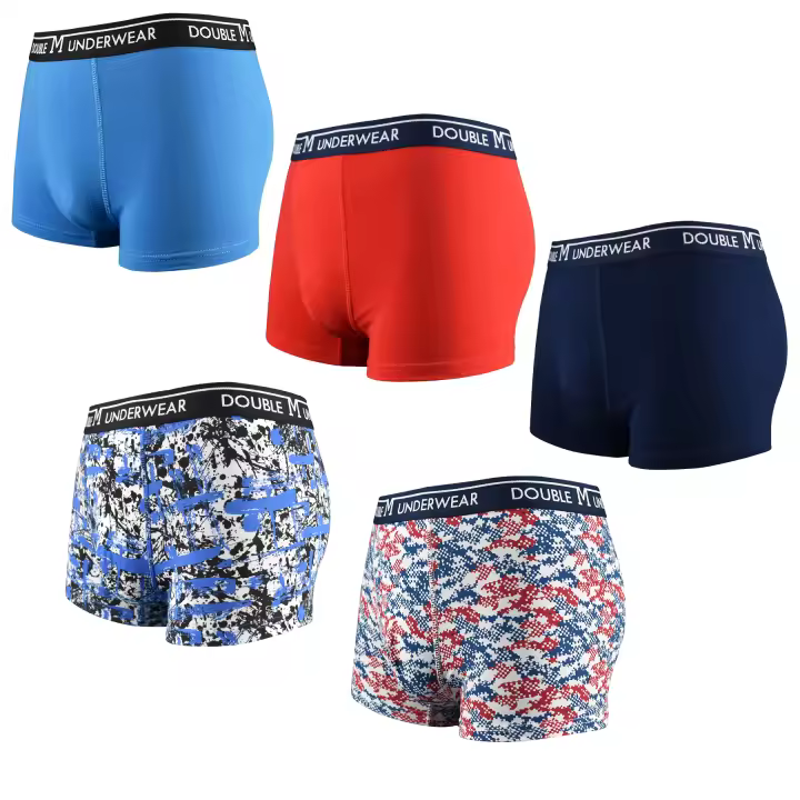 DOUBLE M, Pack de 5 Boxers, Calzoncillos Hombre Algodón, Bóxer Cómodos, Bóxer Hombre Multicolor, Bóxer Estampado, Cinturilla Elástica, Regalo para Navidad, Disponibles en Tallas S,M,L,XL,XXL - 1