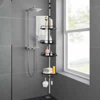 Aqrau Estantería Esquina  con 4 estantes de Ducha de Acero Inoxidable con Ganchno y Altura Ajustable 105-310cm - details 3