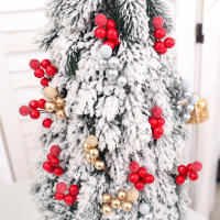 10Pcs Flores Artificiales Con Estambres De Perla Y Bayas Pequeñas Para Bodas Fiestas Navidad Decoración De Hogar DIY Corona De Navidad - details 4