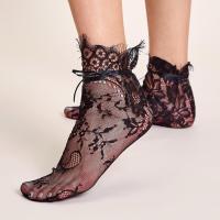 Medias De Encaje Negro Para Mujer Translúcidas Con Agujeros Medias De Algodón Puro Estilo Japonés Suéter Colores Princesa - details 1