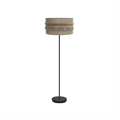 FABRILAMP Lámpara de Pie Kala 1xe27 Negro/Saco 164x40x40 Cm con Flecos - Elegante Diseño - 1