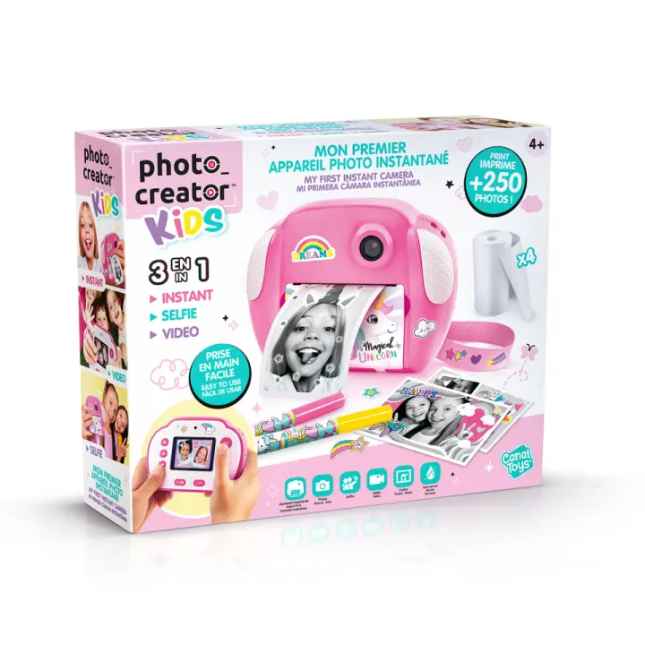 Mi Primera Cámara Instantánea 3 en 1 para niños con 4 rollos de papel y 4 Rotuladores - My Fisrt Instant Camera Photo Creator Kids - Photo Creator - Canal Toys - CLK013 - 1